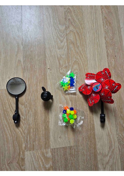 Çocuk Bisikleti Aksesuar Seti Ayna+Zil+Rüzgar Gülü+ Jant Süsü