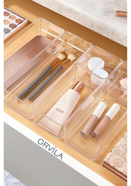 Renkli 6'lı Makyaj ve Takı Düzenleyici Seti, Şık ve Pratik Organizasyon Sağlar.