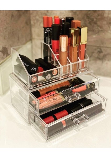 Şeffaf 2 Çekmeceli Çok Fonksiyonlu Düzenleyici, Alanınızı Pratik Şekilde Organize Eder fırsatları