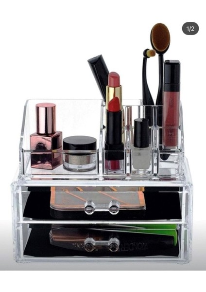 Şeffaf 2 Çekmeceli Çok Fonksiyonlu Düzenleyici, Alanınızı Pratik Şekilde Organize Eder indirimleri