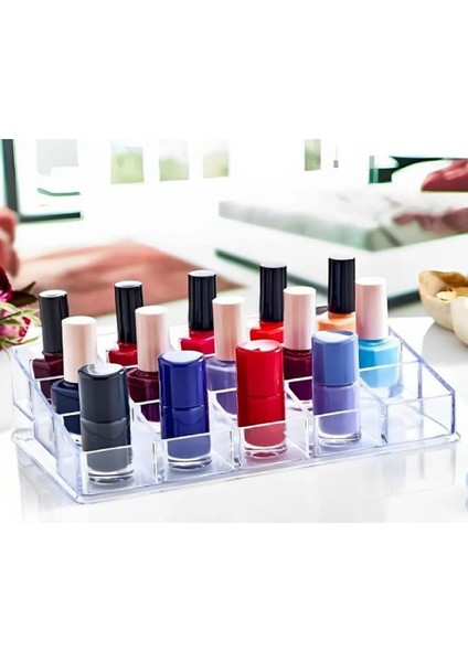 15 Gözlü Standlı Oje ve Makyaj Düzenleyici, Beyaz, Şık ve Kullanışlı Tasarım modelleri