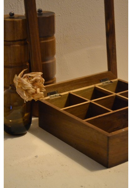 Bölmeli ve Kapaklı Kahverengi Düzenleyici Kutu, 20,7X20,7X6,5 Cm, Şeffaf Görünüm fiyatları