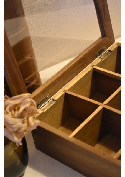 Bölmeli ve Kapaklı Kahverengi Düzenleyici Kutu, 20,7X20,7X6,5 Cm, Şeffaf Görünüm modelleri