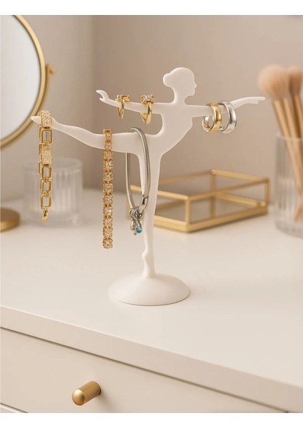 Balerin Tasarımlı Takı ve Aksesuar Organizeri, Beyaz