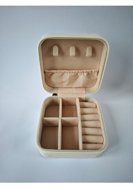 Bej Dikdörtgen Takı Kutusu, Yüzük, Küpe, Kolye Saklama Organizeri modelleri