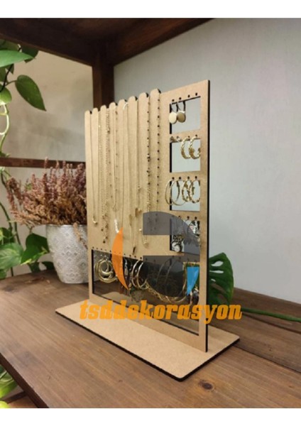 Boyanabilir Ahşap Takı Standı, Kolye ve Küpe Organizer, Dekoratif ve Fonksiyonel modelleri