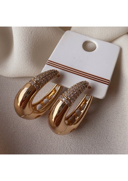 Rose Gold Taşlı Küpe