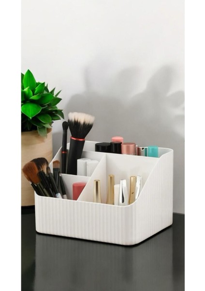 Beyaz Kozmetik Organizeri, Makyaj ve Parfüm Düzenleme Kutusu, Şık ve Pratik Tasarım