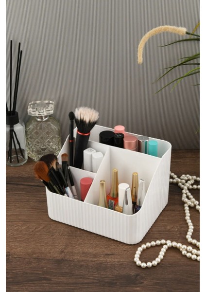 Beyaz Kozmetik Organizeri, Makyaj ve Parfüm Düzenleme Kutusu, Şık ve Pratik Tasarım fiyatları