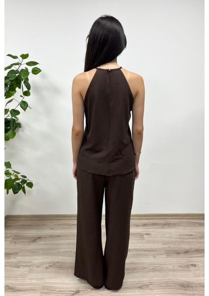 Keten Dokulu Bluz Pantolon Takım modelleri