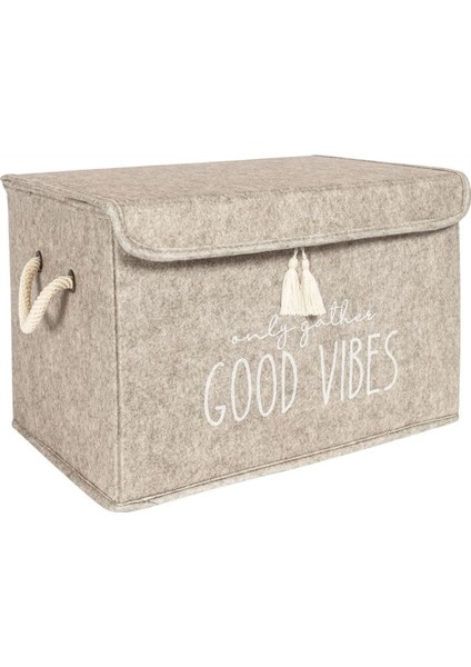 Püsküllü Kapaklı Mini Keçe Çok Amaçlı Düzenleyici Sepet