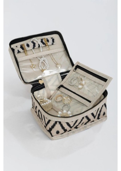 Taşınabilir Takı Organizatörü, Bej, Çok Bölmeli, Hafif ve Şık Tasarım modelleri