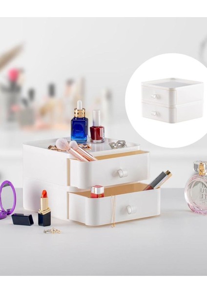 Iki Katlı Çekmeceli Beyaz Makyaj ve Ofis Düzenleyici modelleri