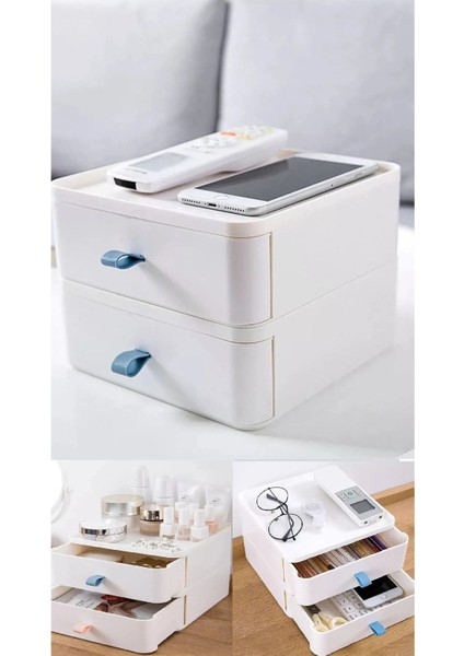 Iki Katlı Çekmeceli Beyaz Makyaj ve Ofis Düzenleyici indirimleri