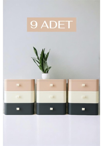 Renkli 9'lu Çekmeceli Takı ve Makyaj Düzenleyici, Ofis ve Masa Organizeri