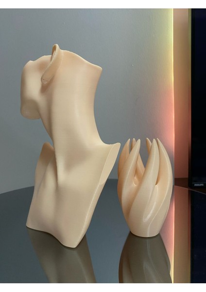 2'li Bej Renkli Takı Mankeni ve El Takı Teşhir Seti modelleri