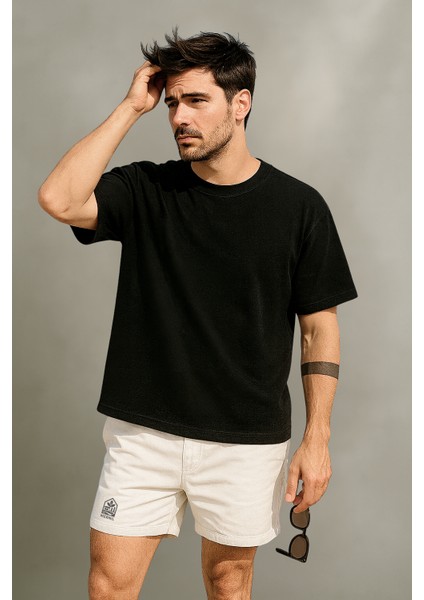 Store %100 Organik Pamuk Nefes Alan Premium Yarım Oversize Bisiklet Yaka Basic Erkek/Unisex Tişört Siyah fiyatları