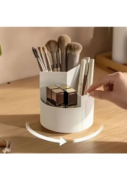 360 Derece Dönen Makyaj ve Kozmetik Düzenleme Kutusu, Beyaz