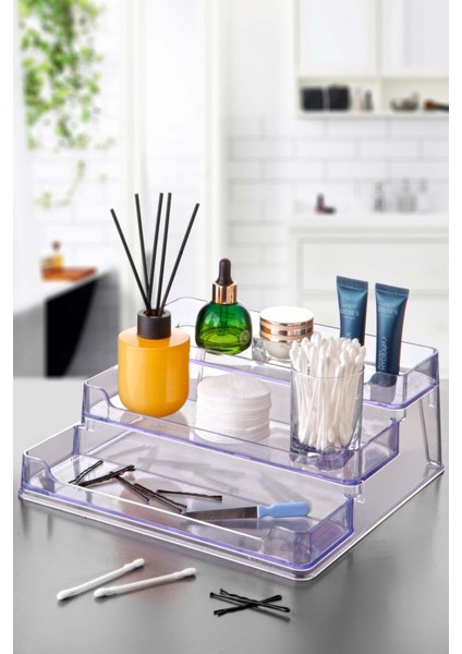 Turuncu Çok Amaçlı Şeffaf Düzenleyici Stand, Banyo ve Mutfak Için Organizer