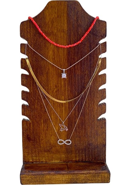 Ahşap Takı Düzenleyici, 6 Oluklu Vintage Görünümlü Kolye Bileklik Saklama modelleri