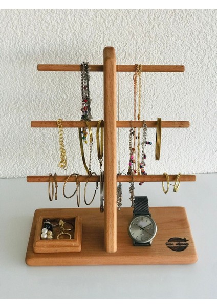 Ahşap Gürgen Takı Stantı, Kolye, Küpe ve Yüzük Düzenleyici fiyatları