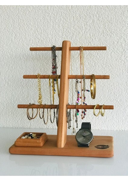 Ahşap Gürgen Takı Stantı, Kolye, Küpe ve Yüzük Düzenleyici modelleri