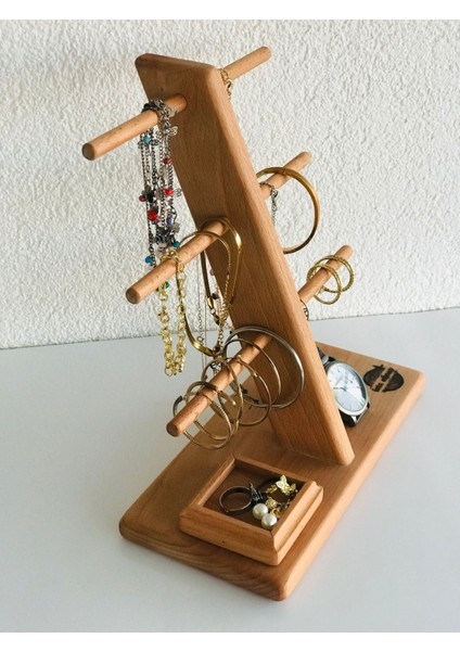 Ahşap Gürgen Takı Stantı, Kolye, Küpe ve Yüzük Düzenleyici indirimleri