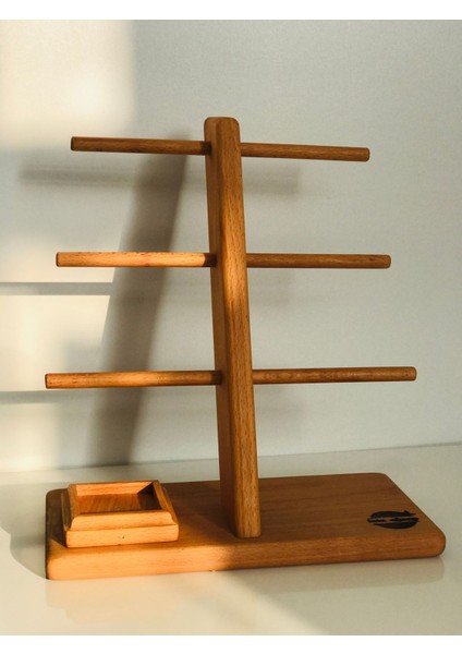 Ahşap Gürgen Takı Stantı, Kolye, Küpe ve Yüzük Düzenleyici