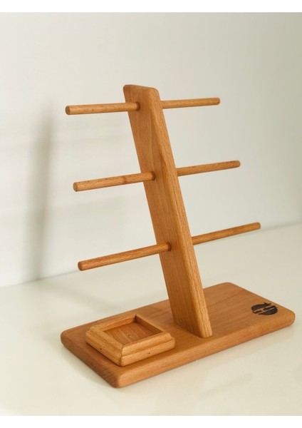 Ahşap Gürgen Takı Stantı, Kolye, Küpe ve Yüzük Düzenleyici