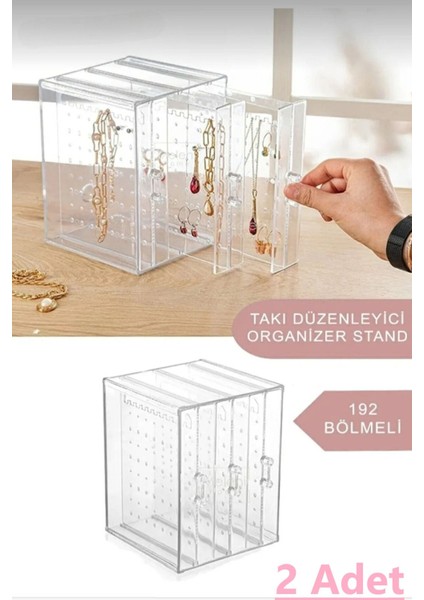 Turuncu Akrilik Çekmeceli Takı Düzenleyici Stand - Kolye, Küpe, Bileklik Organizeri (2'li)
