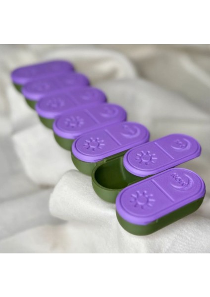 7 Günlük Bölmeli Organizatörü, Sabah ve Akşam Için Renkli Tasarım