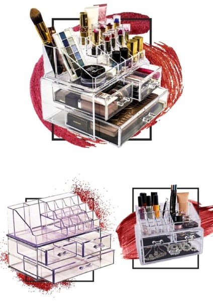 Şeffaf 2 Katlı Akrilik Makyaj ve Takı Düzenleyici Organizer