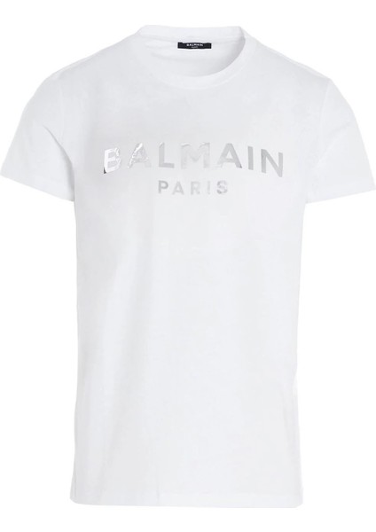 Silver Logo Print Cotton Tee