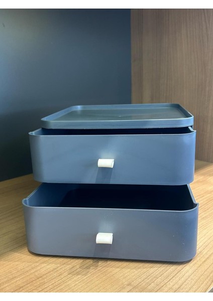 Gri 2 Katlı Organizer, Masaya ve Çekmeceye Uygun, Takı ve Aksesuar Düzenleyici modelleri