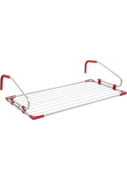 Kırmızı Dirsekli Balkon Çamaşır Kurutma Askısı, Dayanıklı ve Pratik Kullanım Sağlar