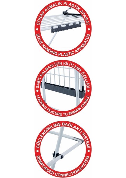 Ekstra Uzun ve Geniş Beyaz Çamaşır Kurutma Askısı fırsatları