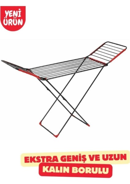 Kalın Borulu Ekstra Kurutmalı Çamaşır Askısı, Siyah, Dayanıklı ve Pratik Kullanım
