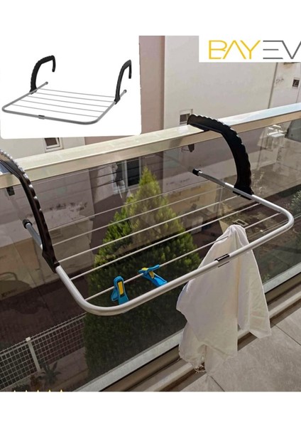 Balkon ve Petek Üstü Çamaşır Kurutmalık Askısı, Beyaz, Pratik ve Hafif Tasarım