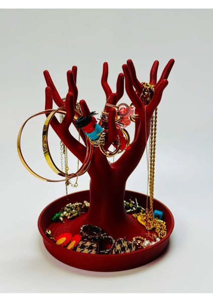 Renkli Ağaç Takı Düzenleyici, Yüzük, Küpe, Kolye Askılığı