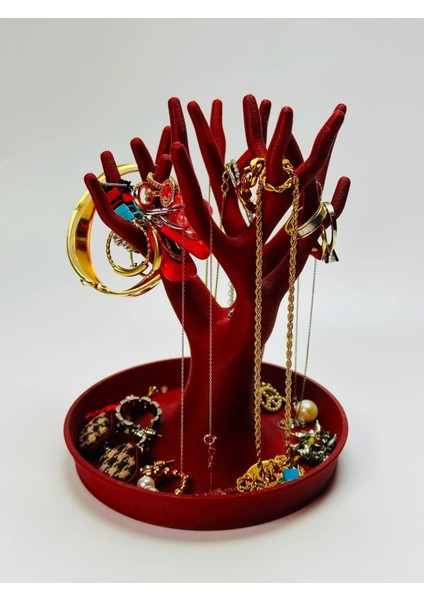 Renkli Ağaç Takı Düzenleyici, Yüzük, Küpe, Kolye Askılığı modelleri