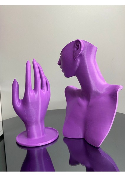 Mor Renk Dekoratif Takı Teşhir Seti, 21 ve 18 cm Takı Düzenleyici fırsatları