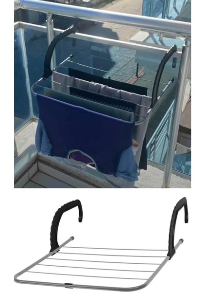 Balkon ve Petek Üstü Şık Çamaşır Kurutmalık Seti, Kullanışlı ve Dayanıklı Tasarım