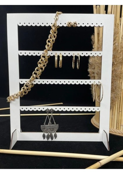 Şık Çivi Küpe Takı Standı, Aksesuar Organizer, Beyaz, Dekoratif ve Pratik Tasarım modelleri