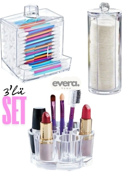 3'lü Makyaj Düzenleme Seti, Kulak Çubuğu ve Pamuk, Şık ve Kullanışlı Ürün