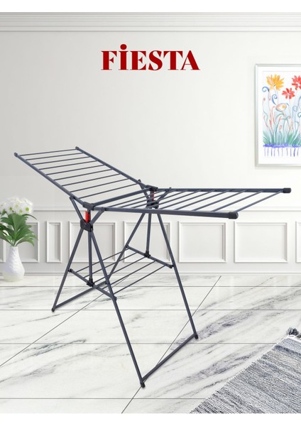 Kalın Borulu Çamaşır Kurutma Askısı, Siyah, Sağlam ve Şık Tasarım