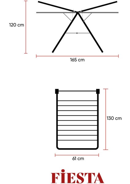 Kalın Borulu Çamaşır Kurutma Askısı, Siyah, Sağlam ve Şık Tasarım