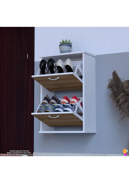 UMAY Asma Kapı Önü 52x78x26 cm’lik 2 Düşer Kapak 4 Göz Bölme Ayakkabılık fırsatları