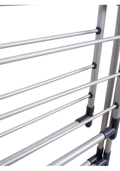 Gri Tam Alüminyum Çamaşır Kurutma Askısı, Dayanıklı ve Şık Tasarım