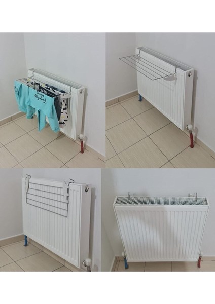 Beyaz Petek Üstü Çamaşır Kurutmalık, 60 Cm, 5 Telli, Aparatlı, Gri