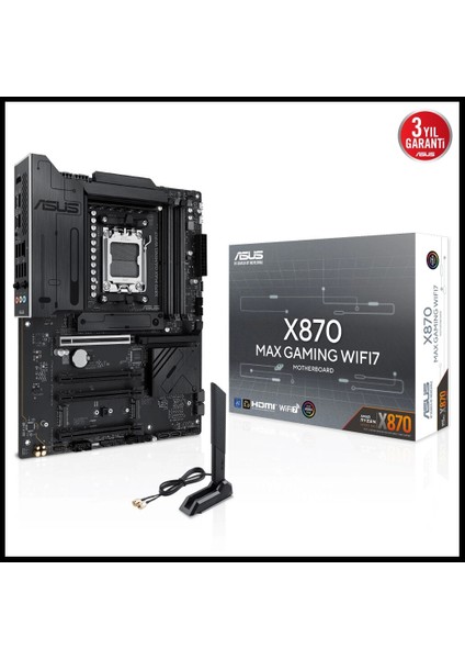 X870 Max Gamıng Wıfı7, 4xddr5, 3x M2, Hdmı, Dp, Type-C, Wi-Fi 7, Bluetooth V5.3, Am5 Soket Gamıng Anakart